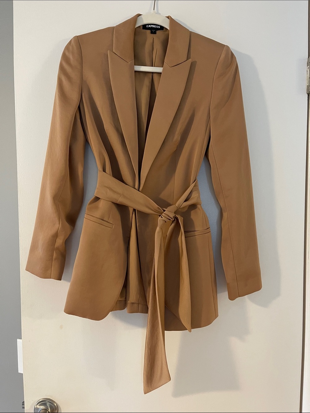 Express Camel Tie-Waist Blazer